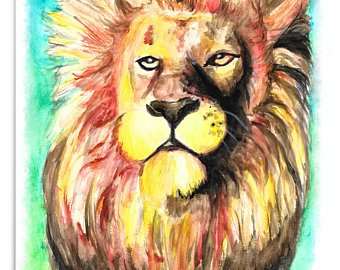 340x270 Lion Watercolor Etsy - Lion Watercolor