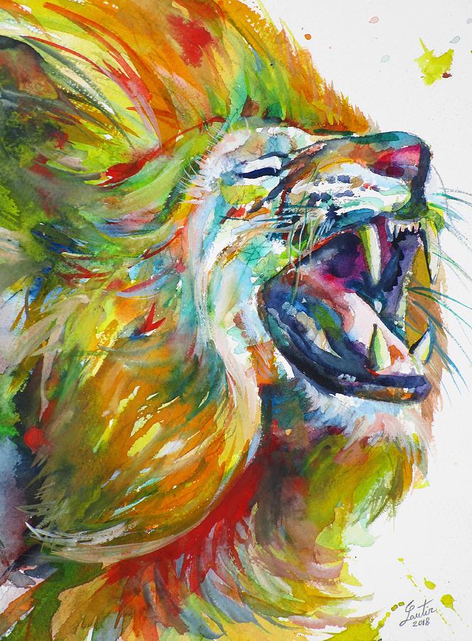 664x900 Roaring Lion - Lion Watercolor