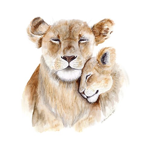 500x500 Mom And Baby Lion Watercolor Nursery Wall Art Print In - Lion Watercolor