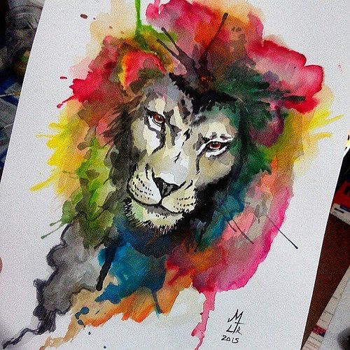 500x500 Lion Watercolor Tattoo - Lion Watercolor
