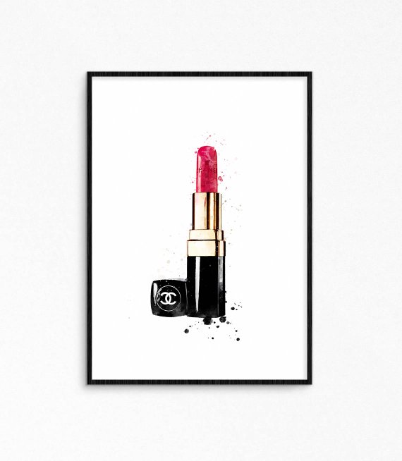 570x654 Lipstick Watercolor. Fashion Watercolor Printable. Rouge Etsy - Lipstick Watercolor