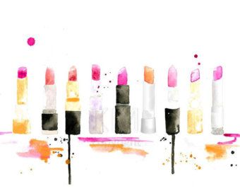 340x270 Pink Lipstick Watercolor And Ink Digital Fashion By Foxyoxie - Lipstick Watercolor