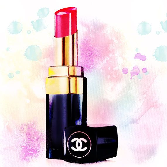 570x570 Chanel Lipstick Watercolor Print Chanel Art Print Red By Trolleyla - Lipstick Watercolor