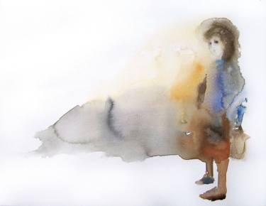 375x290 Little Girl On The Road - Little Girl Watercolor