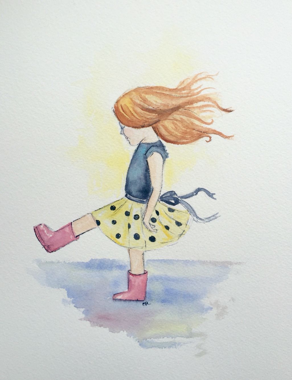 1026x1334 Rain Boots. Watercolor Art. Little Girl. Puddles Art In 2018 - Little Girl Watercolor