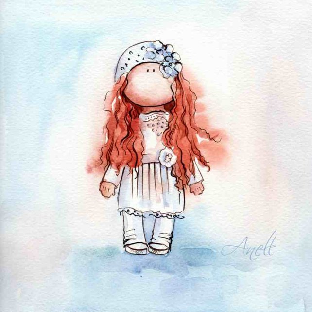 642x641 Red Haired Little Girl Watercolor Print Watercolor Painting Etsy - Little Girl Watercolor