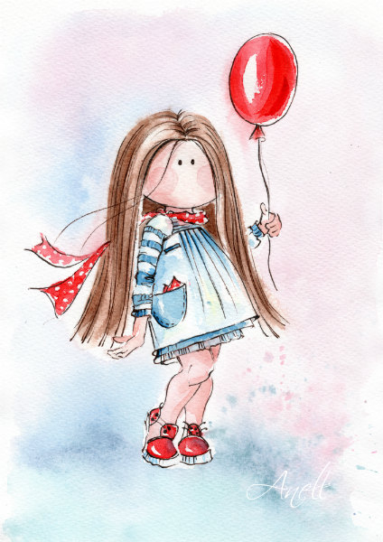 424x600 Watercolor Print - Little Girl Watercolor
