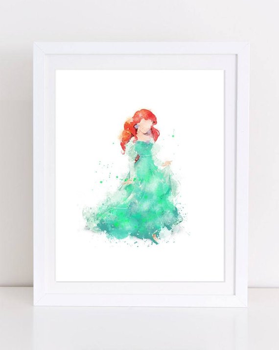 570x713 70% The Little Mermaid Watercolor Poster Disney Poster Ariel Etsy - Little Mermaid Watercolor