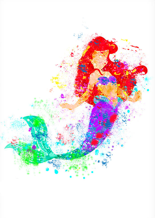 642x900 Disney Ariel Little Mermaid Watercolor Digital Art By Midex Planet - Little Mermaid Watercolor