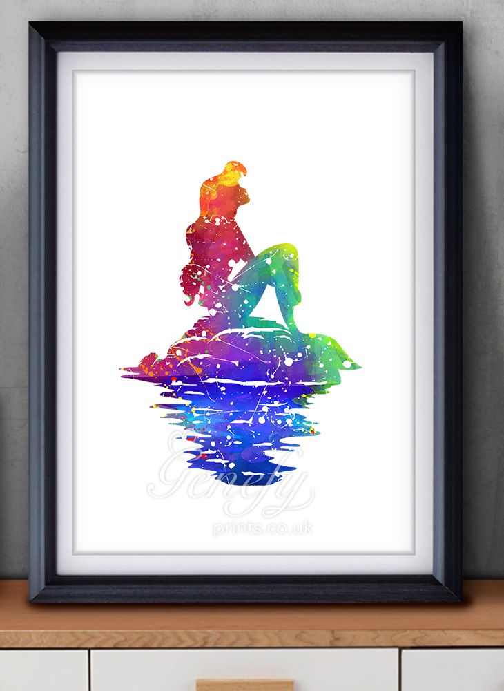 730x1000 Disney Ariel Little Mermaid Watercolor Painting Art Poster Print - Little Mermaid Watercolor