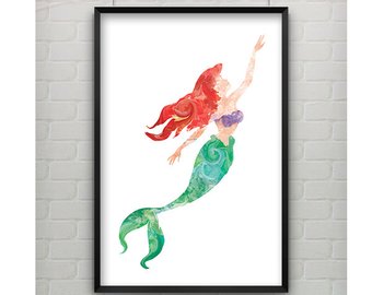 340x270 Disney Ariel Little Mermaid Watercolor Poster Print Wall - Little Mermaid Watercolor