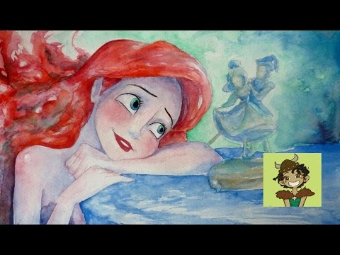 480x360 Dreaming Ariel (The Little Mermaid) - Little Mermaid Watercolor