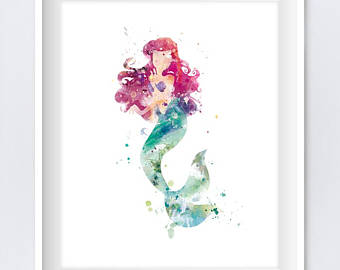 340x270 Little Mermaid Print Etsy - Little Mermaid Watercolor