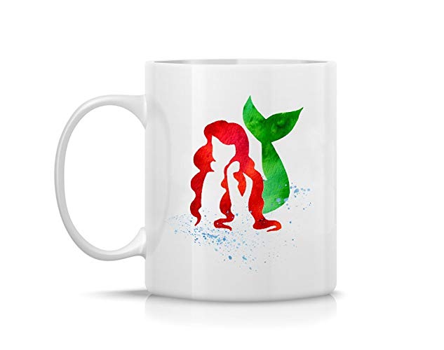 633x500 The Little Mermaid Watercolor Art Print Coffee Mug - Little Mermaid Watercolor