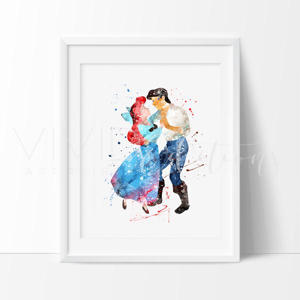 600x600 Ariel Amp Prince Eric, Little Mermaid Nursery Art Wall Decor - Little Mermaid Watercolor