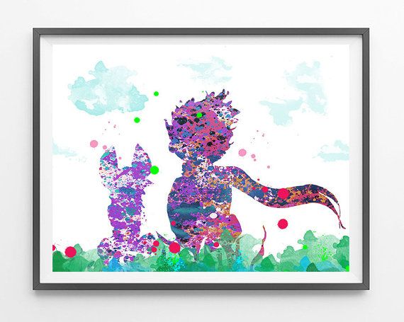 570x455 The Little Prince Watercolor Print, Le Petit Prince Poster - Little Prince Watercolor