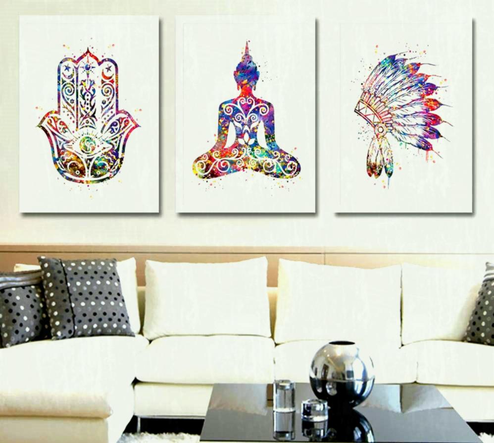 998x894 Watercolor Buddha Canvas Art Pattern Lotus Poster Abstract - Living Room Watercolor