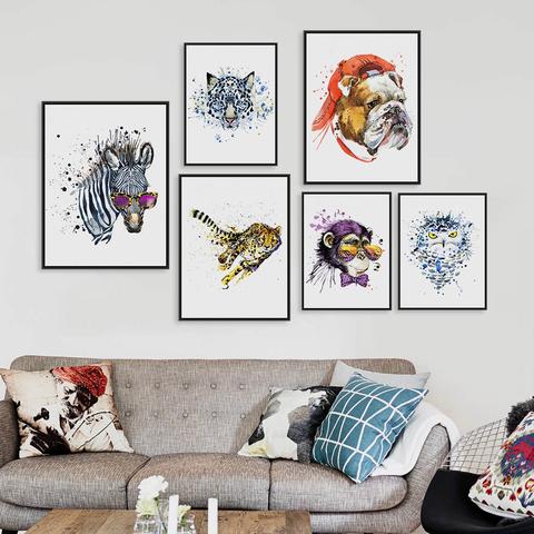 480x480 Watercolor Fashion Animals Head Zebra Lion A4 A3 Art Prints Poster - Living Room Watercolor