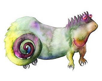 340x270 Lizard Watercolor Etsy - Lizard Watercolor