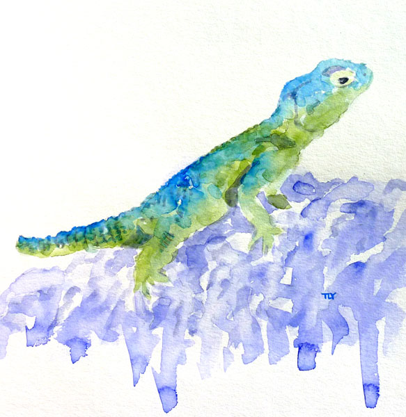 583x600 Figures - Lizard Watercolor