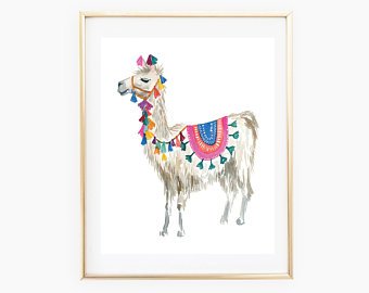 340x270 Llama Print Etsy - Llama Watercolor