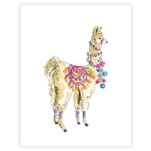300x300 Dressed Up Llama - Llama Watercolor