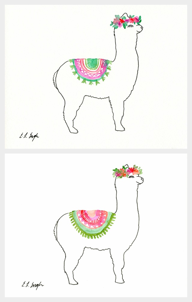 640x1007 Elise Engh Studios More Watercolor Llamas! - Llama Watercolor