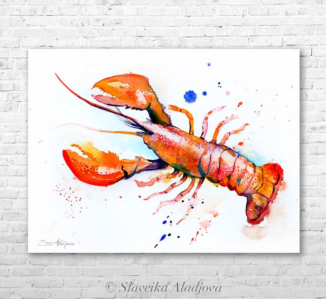 642x590 Lobster Watercolor Painting Print By Slaveika Aladjova Art Etsy - Lobster Watercolor