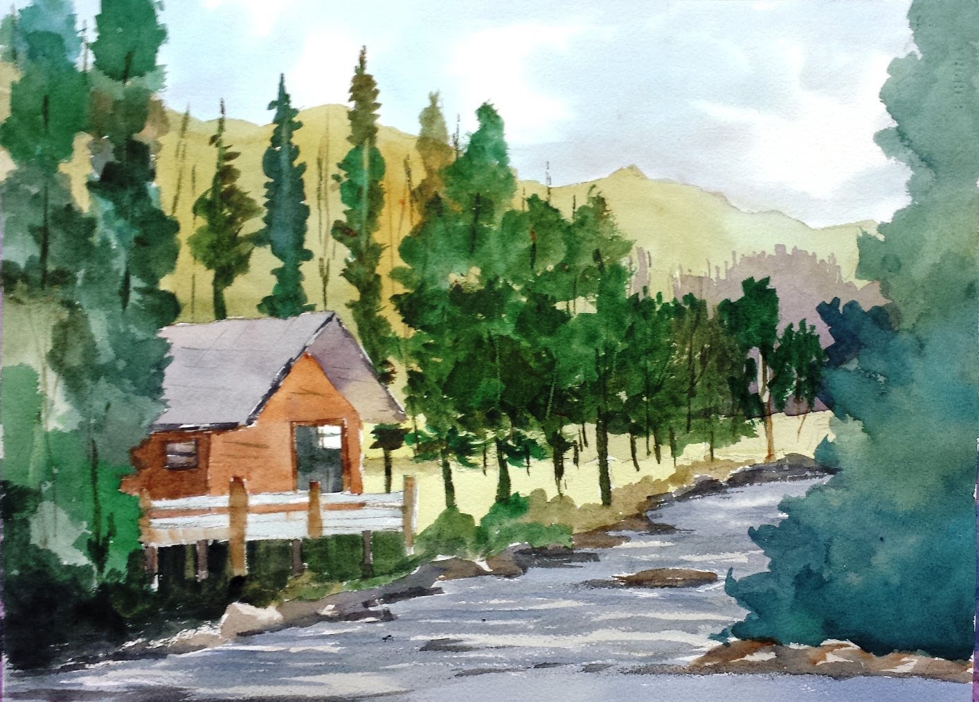 Log Cabin Watercolor at Explore collection of Log Cabin Watercolor