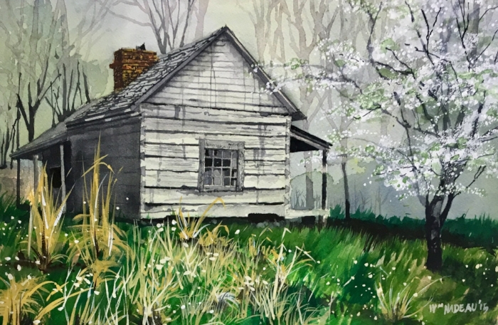 700x456 William Nadeau - Log Cabin Watercolor