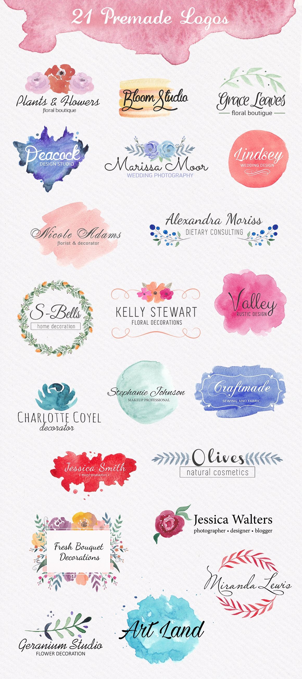1160x2604 Watercolor Logo Bundle. Diy By Switzergirl On Creative Market - Logo Watercolor