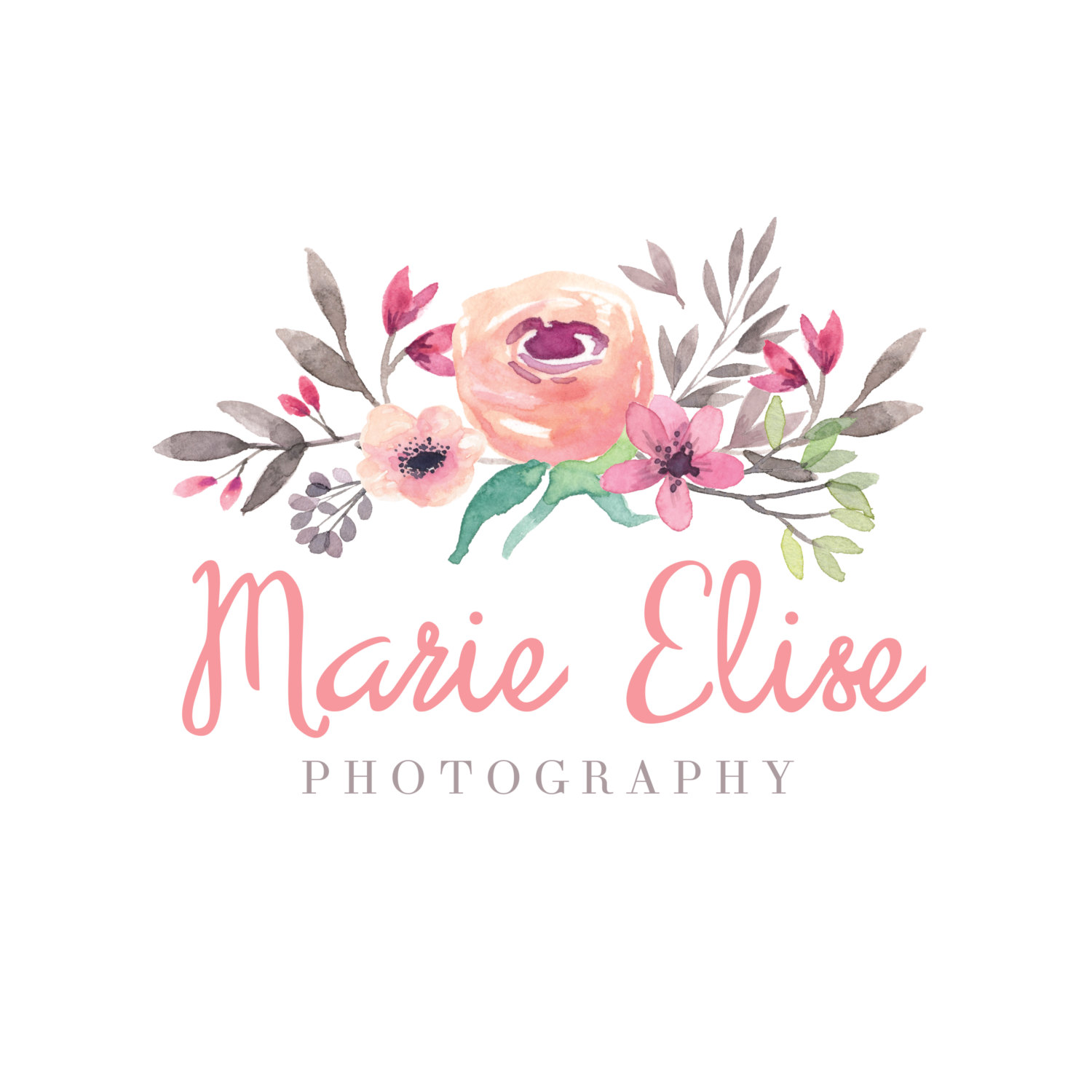 1500x1500 Floral Watercolor Logo And Watermark Pl10 Posy Prints Design - Logo Watercolor