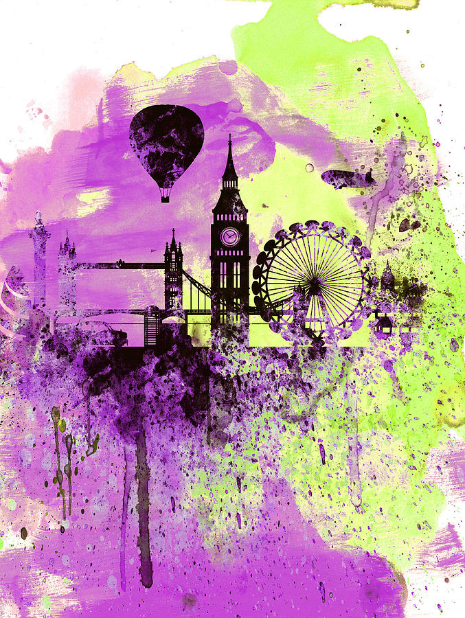 677x900 London Skyline Watercolor 1 Painting By Naxart Studio - London Skyline Watercolor