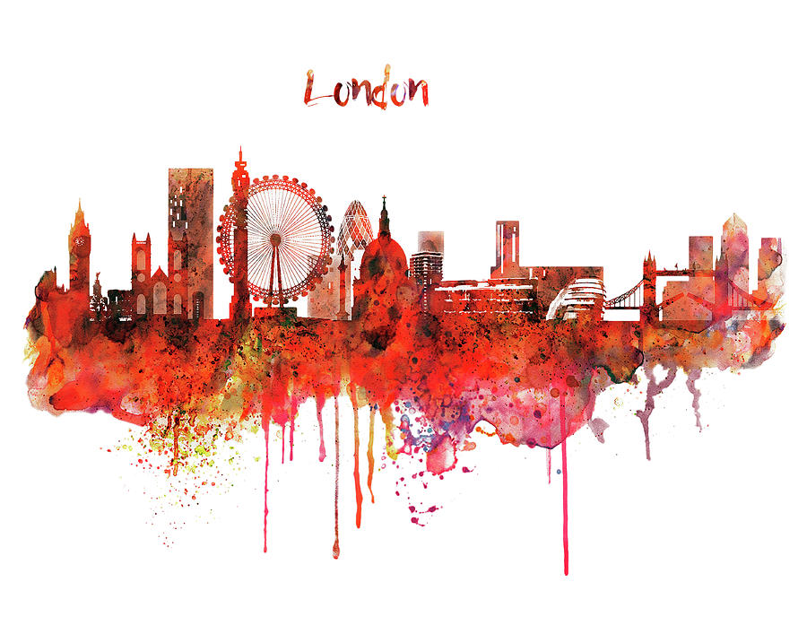 900x707 London Skyline Watercolor Painting By Marian Voicu - London Skyline Watercolor