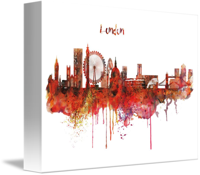 650x570 London Skyline Watercolor By Marian Voicu - London Skyline Watercolor