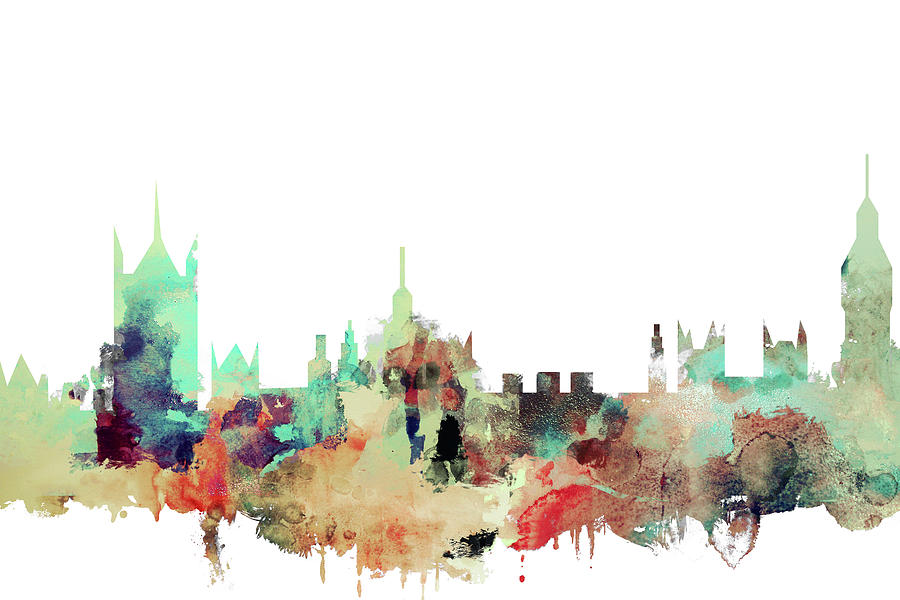 900x600 London Skyline Watercolour Painting By Dim Dom - London Skyline Watercolor