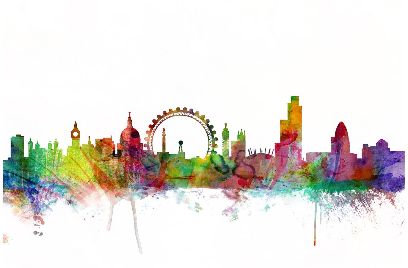 1372x900 London Skyline By Artpause - London Skyline Watercolor