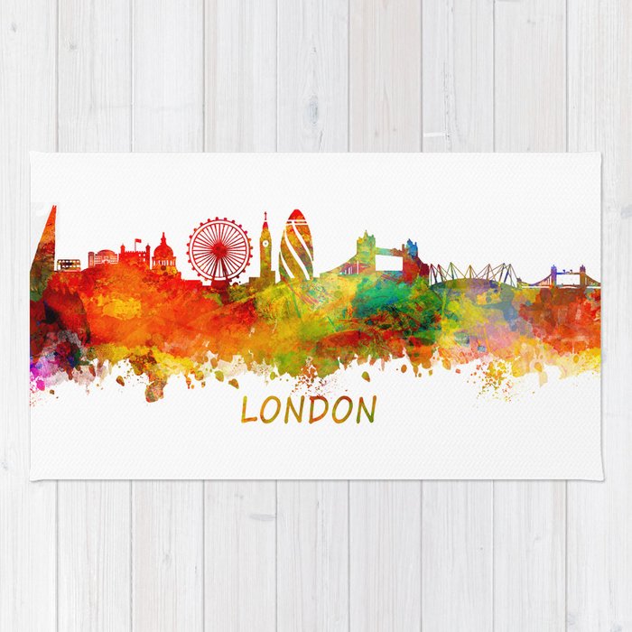 700x700 London Skyline Watercolor Rug By Jbjart Society6 - London Skyline Watercolor