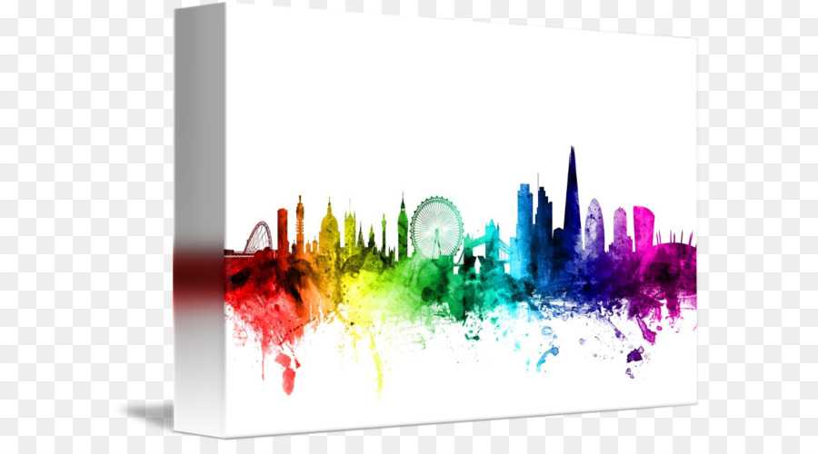 900x500 Watercolor Painting Canvas Print Skyline - London Skyline Watercolor