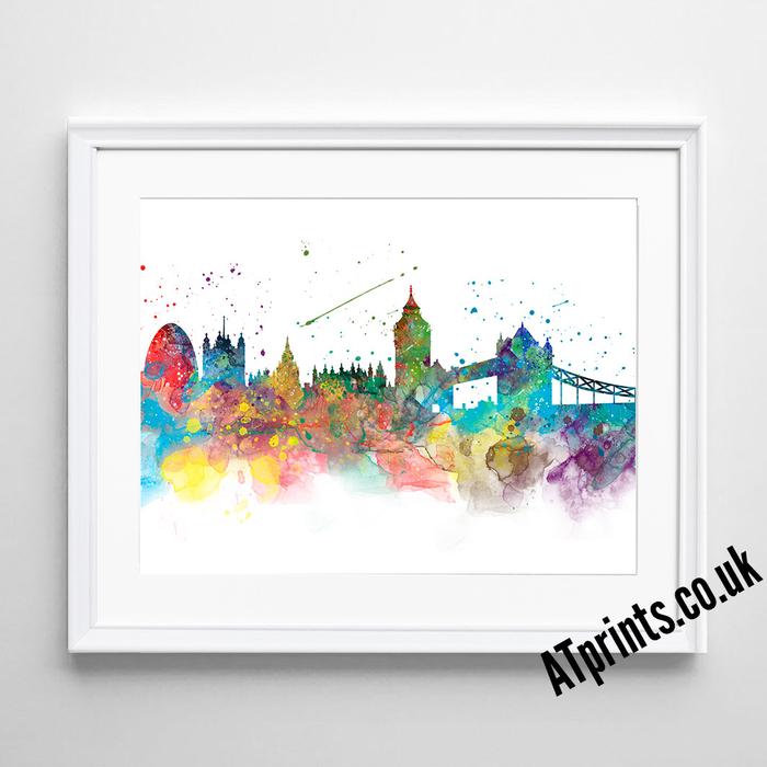 700x700 London Skyline Watercolour Art Print Atprints - London Skyline Watercolor