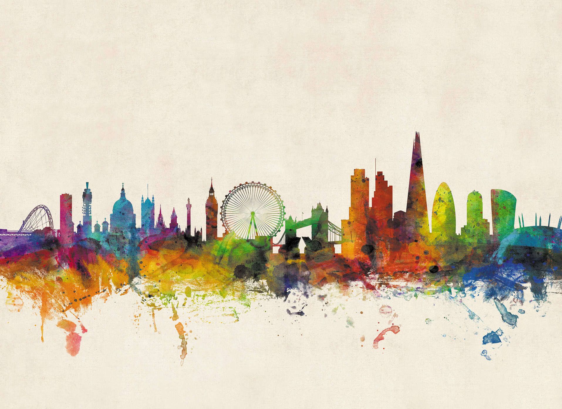 1915x1392 London City Skyline - London Skyline Watercolor