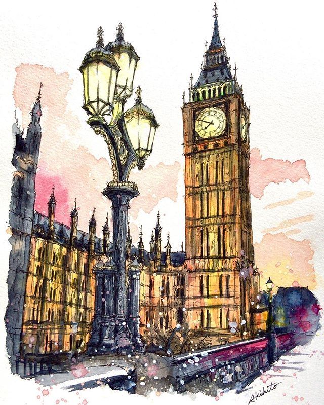 640x799 Big Ben , London - London Watercolor