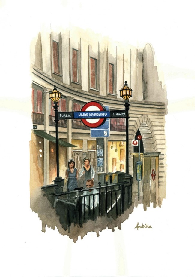 650x921 Guest City London Watercolor By Ambika Jhunjhunwala Subway - London Watercolor