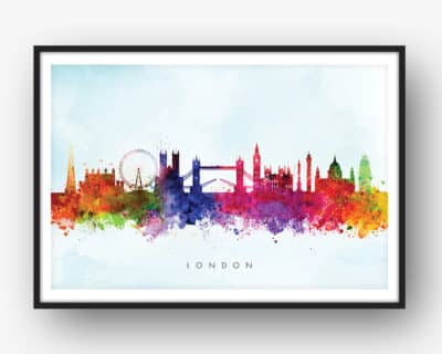 400x320 London Skyline, Yellow Wash Watercolour Print Dead Good Art - London Watercolor