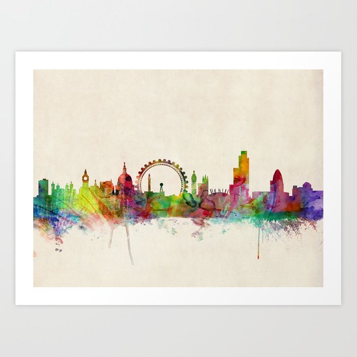 700x700 London Skyline Watercolor Art Print By Artpause Society6 - London Watercolor