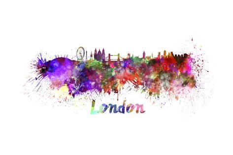 473x315 London Skyline In Watercolor Posters By Paulrommer - London Watercolor