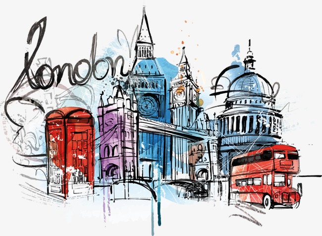 650x476 Vector Watercolor Illustration London, House, City, Building Png - London Watercolor