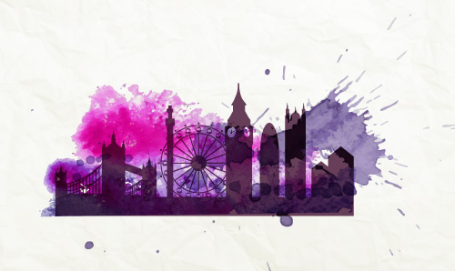 500x298 Wall Murals - London Watercolor