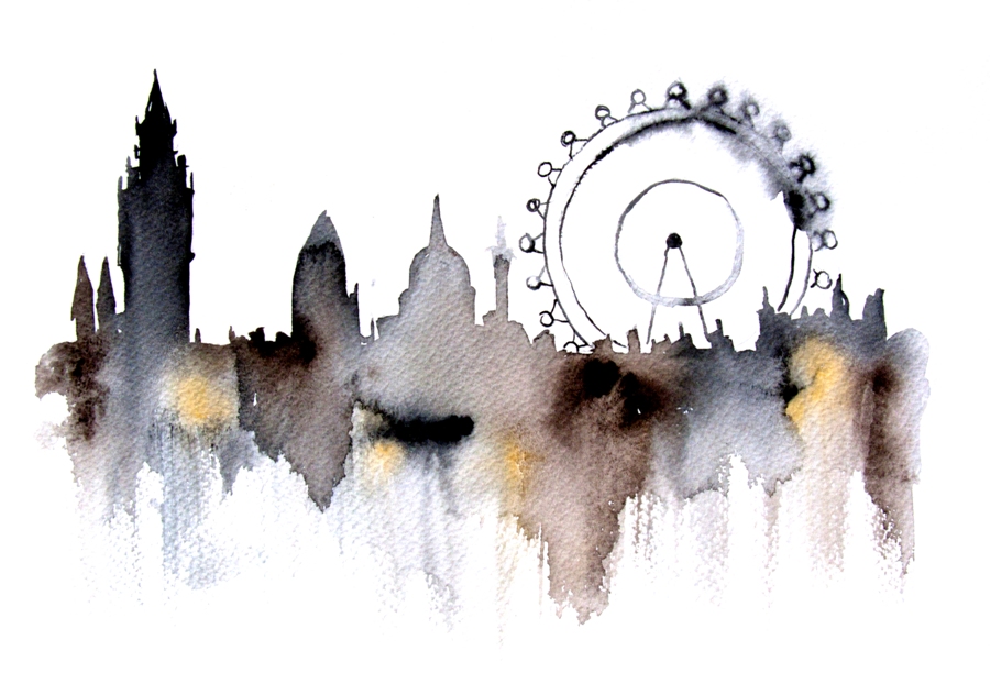 900x632 Watercolor Painting London - London Watercolor