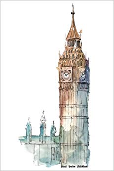 231x346 Blank London Sketchbook Big Ben Tower Of London Watercolor Design - London Watercolor